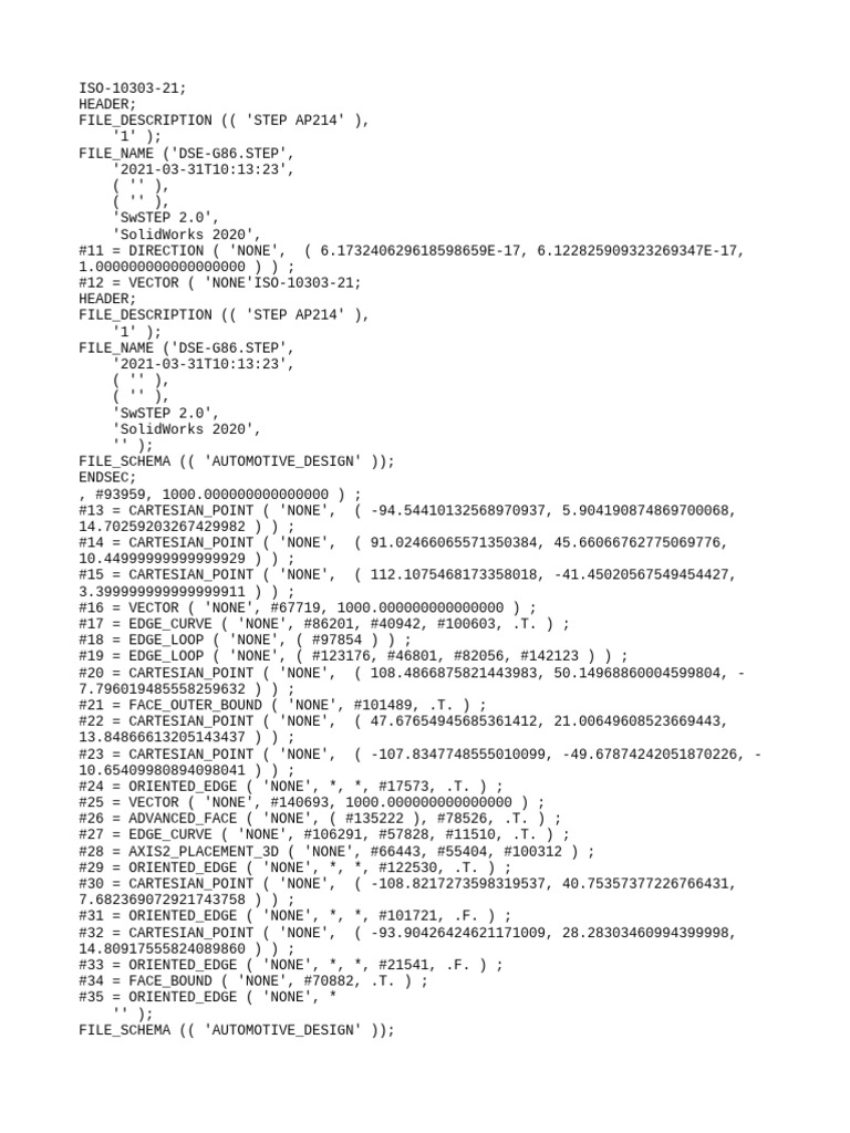 STEP AP214 SolidWorks 2020 File | PDF | Geometry | Differential Geometry