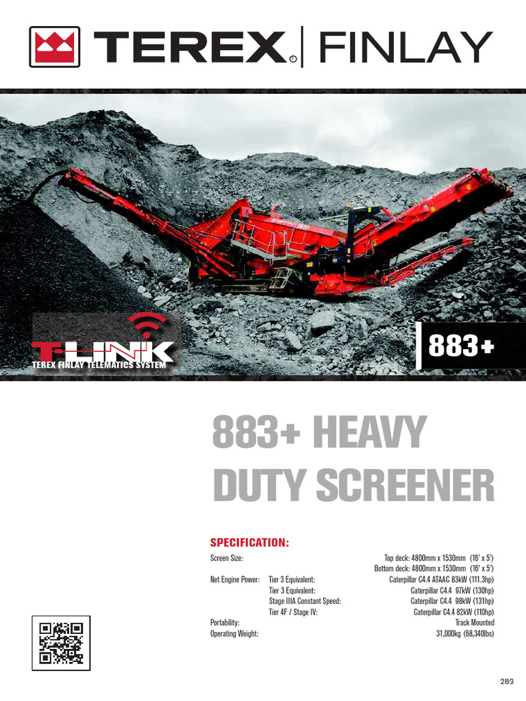 Terex Finlay 883+ Screener Specs | PDF | Belt (Mechanical) | Engines