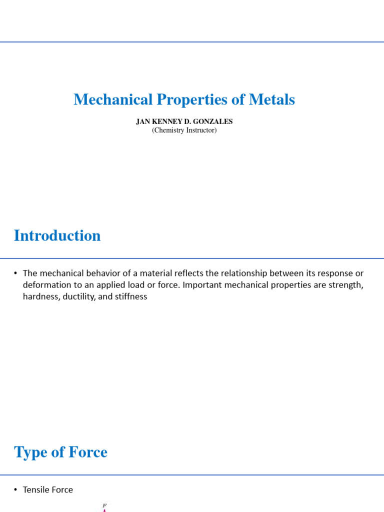 Chem 114 Mechanical Properties of Metals 1 | PDF | Deformation ...