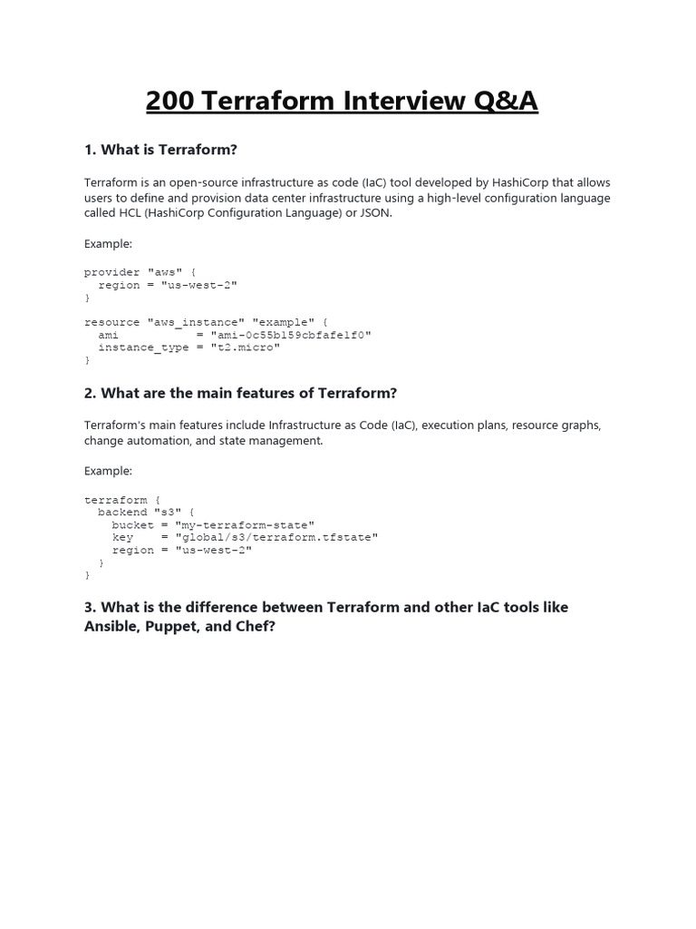 200 Terraform Interview Questions & Answers | PDF | Parameter (Computer ...