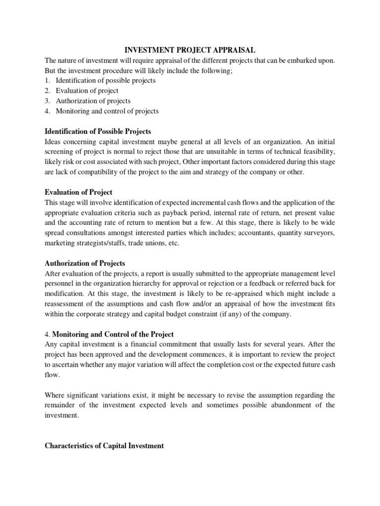 Investment Project Appraisal Methods | PDF | Net Present Value ...