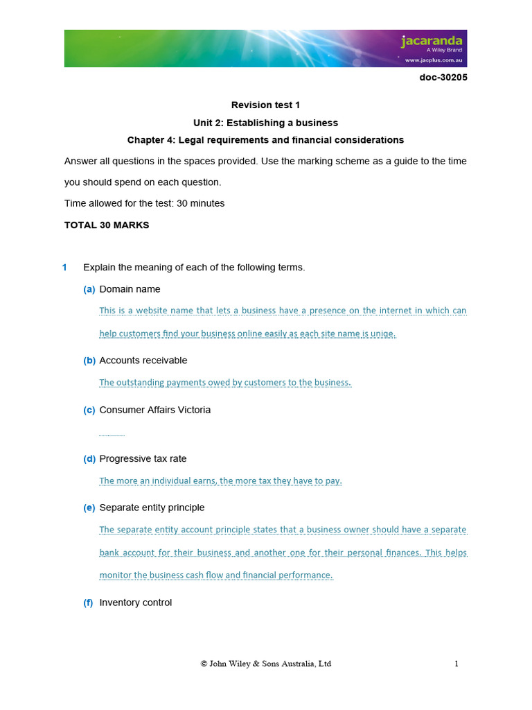Chapter 4 Revision Test 1 | PDF | Bookkeeping | Overdraft