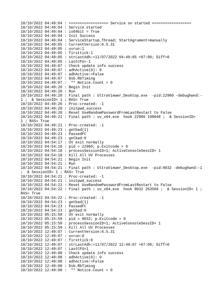 UltraViewer Service Log Analysis | PDF | Concurrency (Computer Science ...