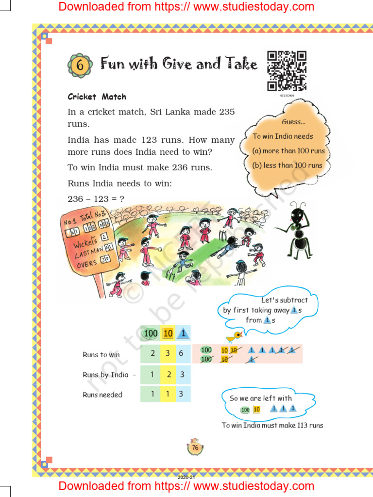 Ncert class 3 maths give and take pdf