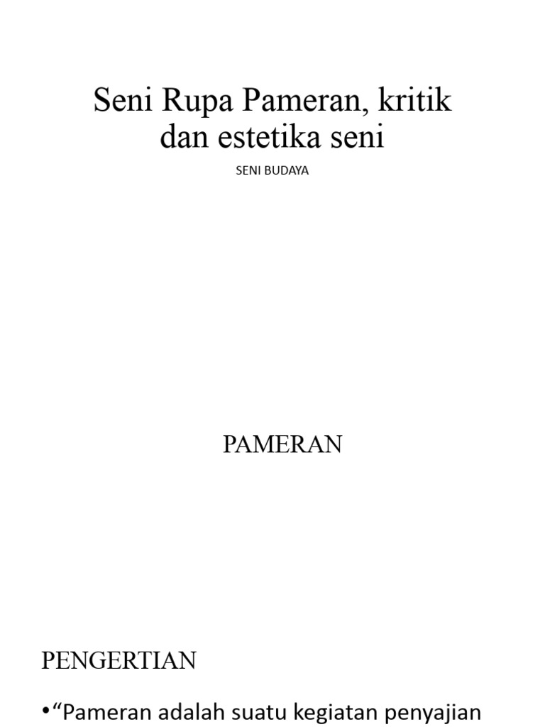Seni Rupa Pameran Dan Estetika Seni Pdf Seni