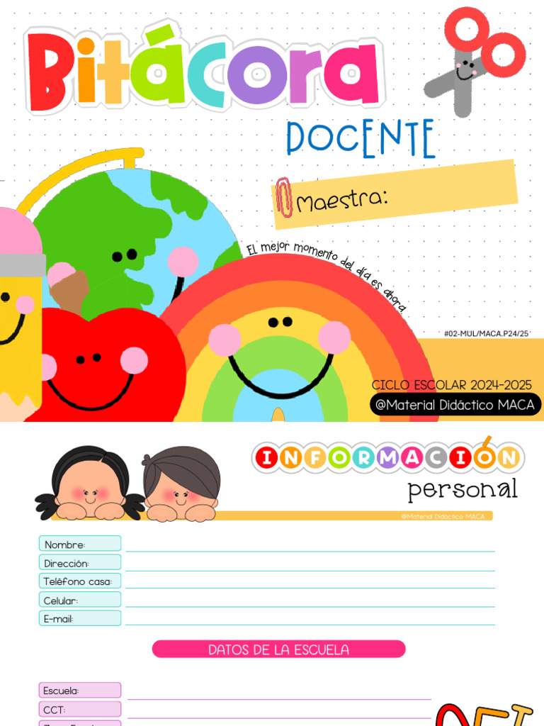 Bitácora Docente 2024-2025 | PDF | Educación de la primera infancia ...