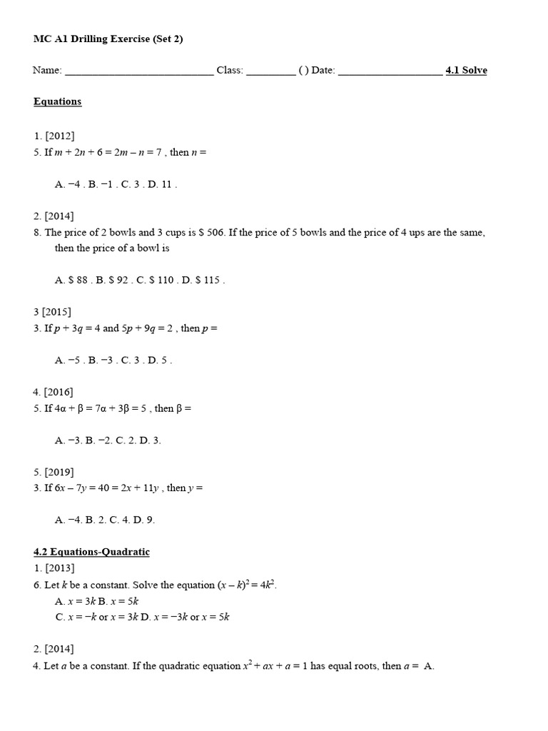 Drilling Exercise MC A1 Solutions | PDF | Interest | Interest Rates