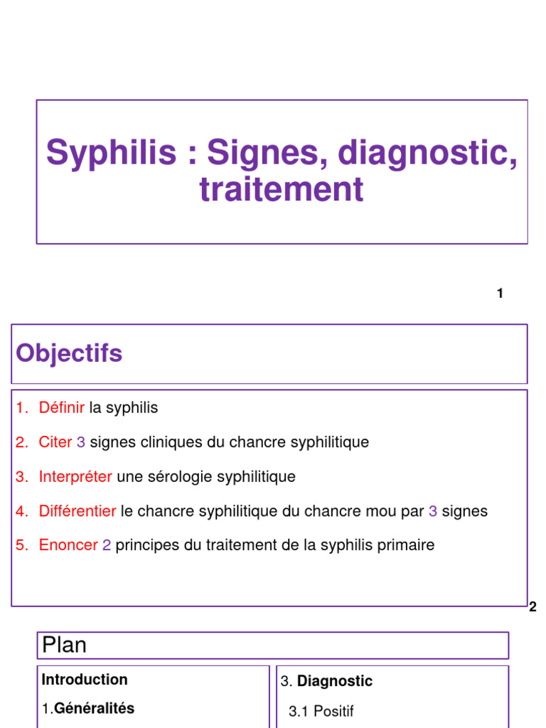 Syphilis : Signes et traitement essentiels | PDF | Spécialités ...