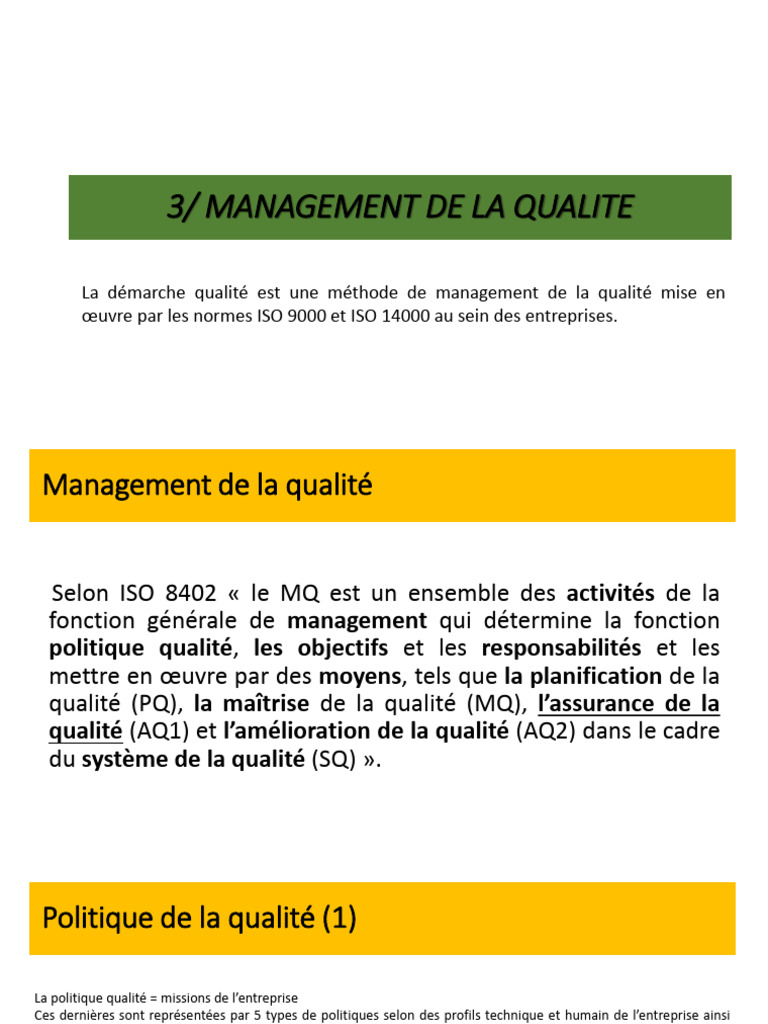 Management de la qualité et normes ISO | PDF | Management de la qualité ...