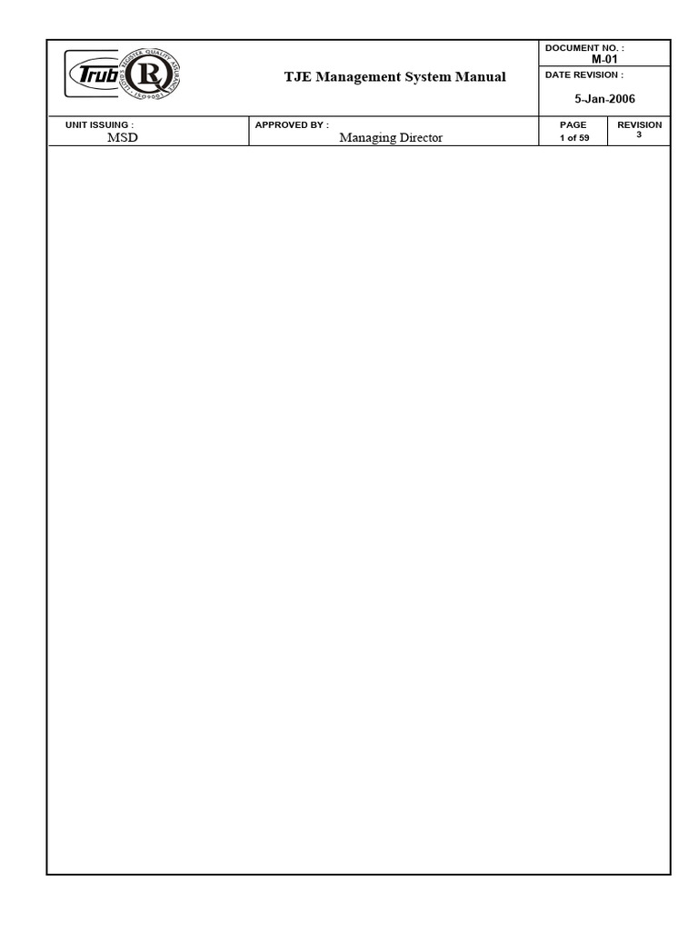 Tje management system manual rev 03 ok pdf iso 9000 business process