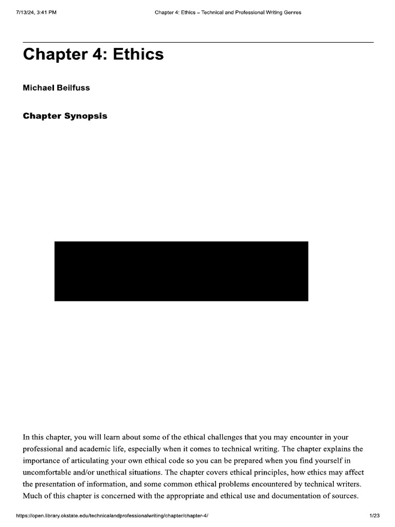 Chapter 4 Ethics | PDF