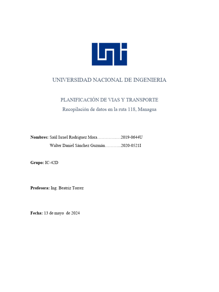 Análisis de Demanda en Ruta 118 Managua | PDF | Transporte | Transporte ...