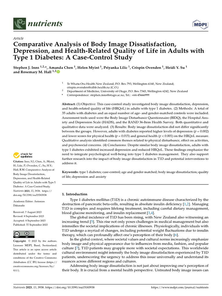 Comparative Analysis of Body Image Dissatisfaction | PDF | Health Care ...