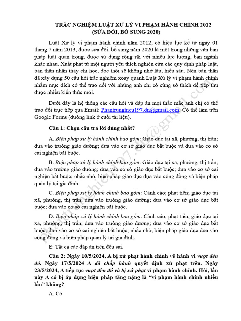  123doc 50 cau hoi trac nghiem co dap an tim hieu luat xu ly vi pham