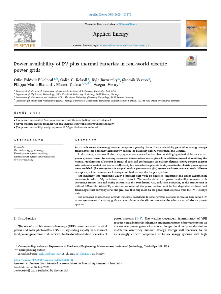 Power Availability of PV Plus Thermal Batteries in Real-World Electric ...