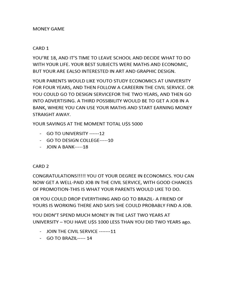 Money game pdf economies