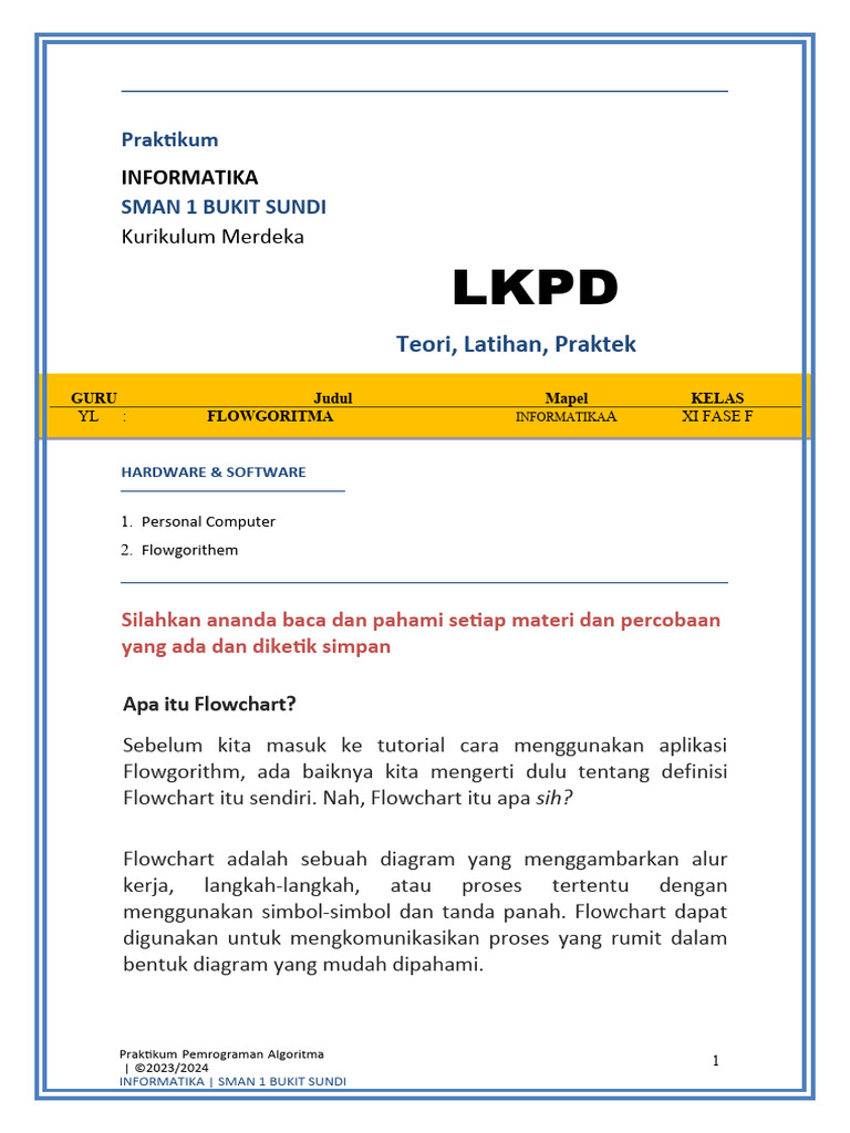 LKPD Algoritma | PDF | Komputer | Teknologi & Rekayasa