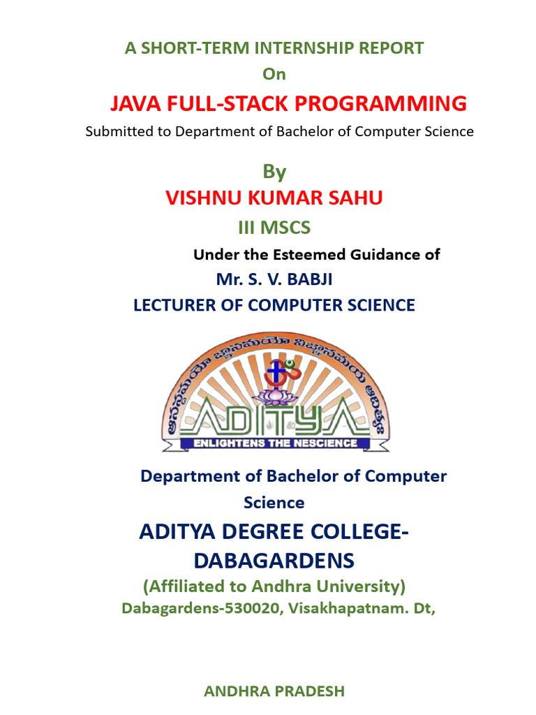 Java Full-Stack Internship Report | PDF | Programming | Constructor ...