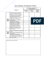 Rúbrica Evaluación Ensayo Crítico