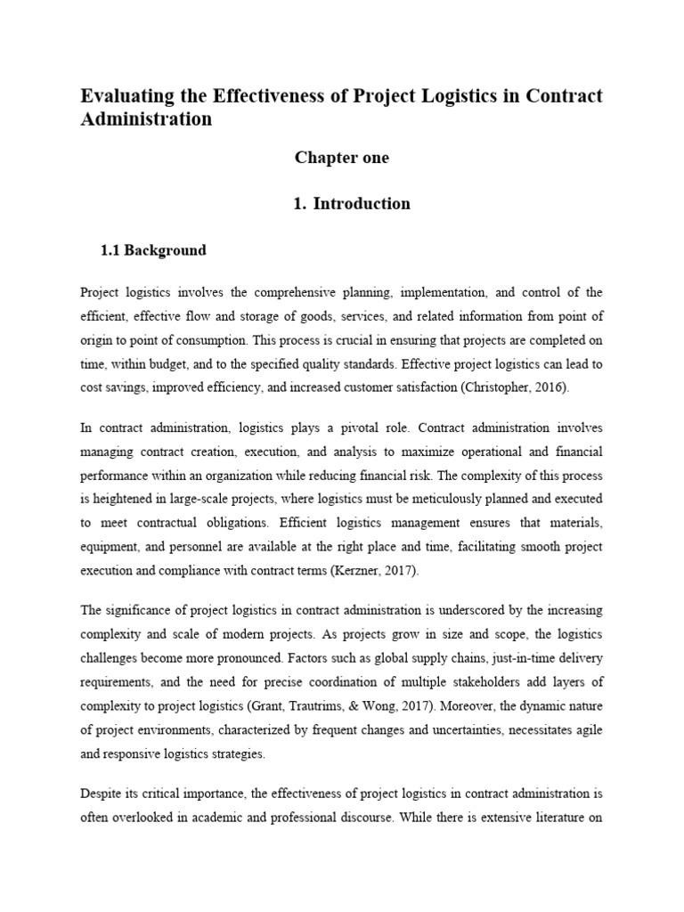 Project Logistics in Contract Administration | PDF | Logistics ...