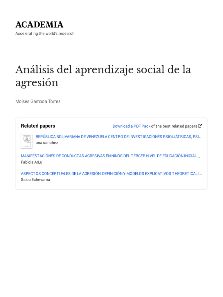 Aprendizaje Social de la Agresión | PDF | Agresión | Violencia