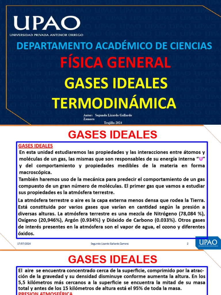 Propiedades de Gases Ideales y Termodinámica | PDF | Atmósfera | Gases