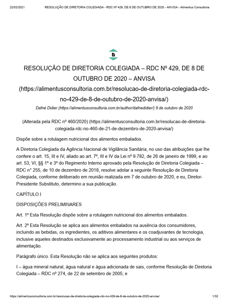 Rotulagem Nutricional: RDC 429/2020 | PDF | Nutrientes | Gordura