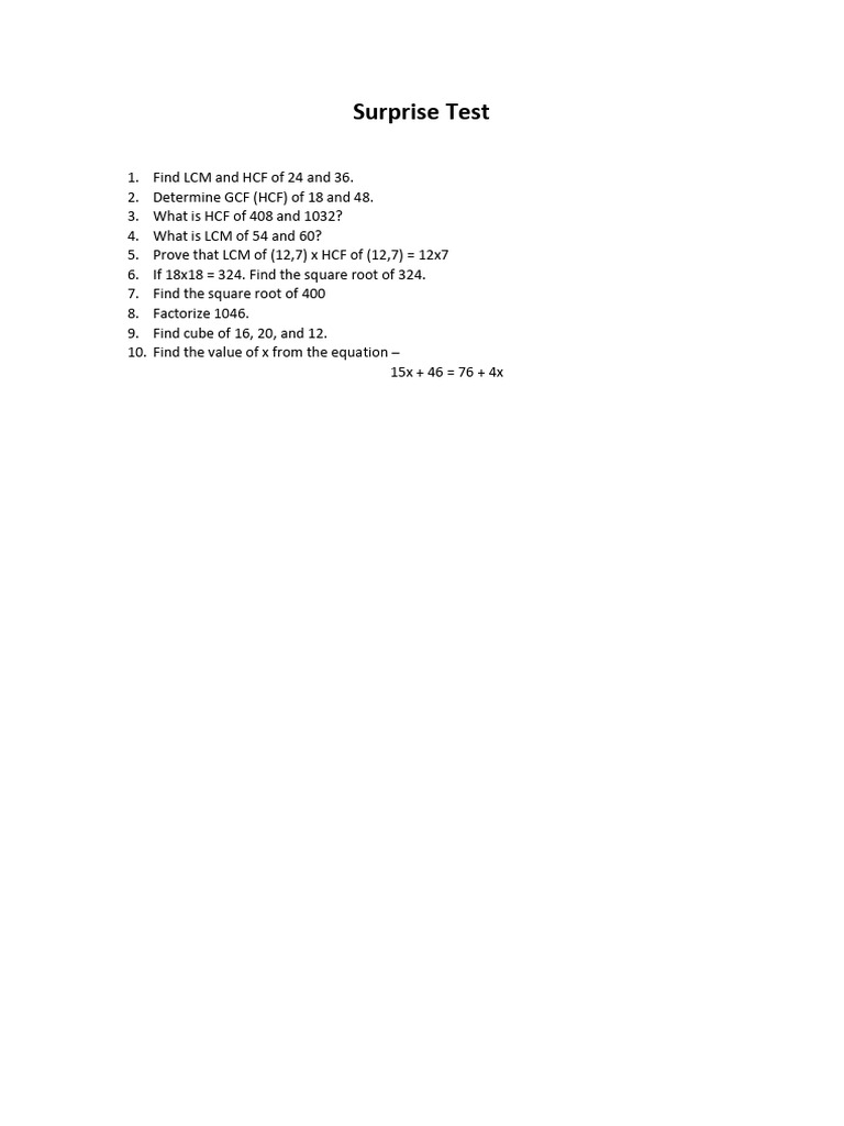 Surprise Test | PDF