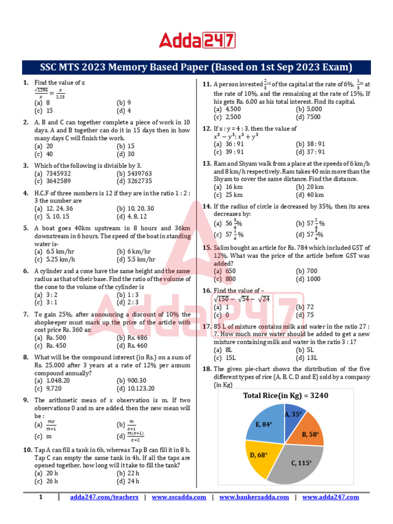 SSC MTS 2023 QUESTION PAPER PDF DOWNLOAD IN HINDI visual data 4