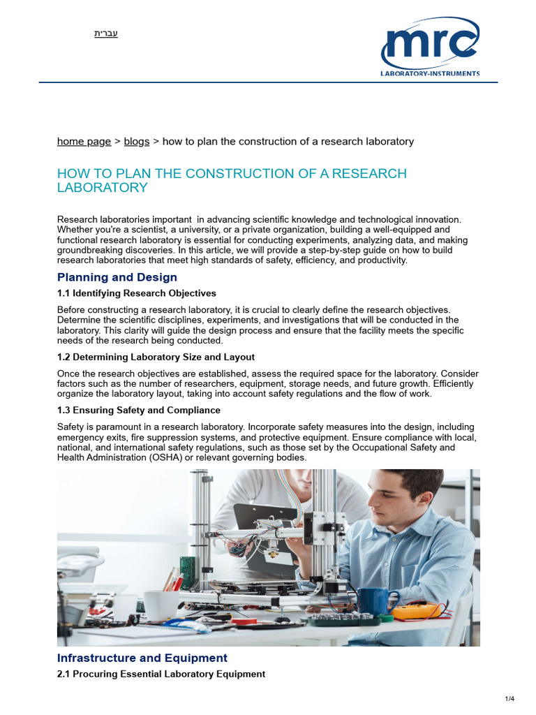 How To Plan The Construction of A Research Laboratory | PDF ...