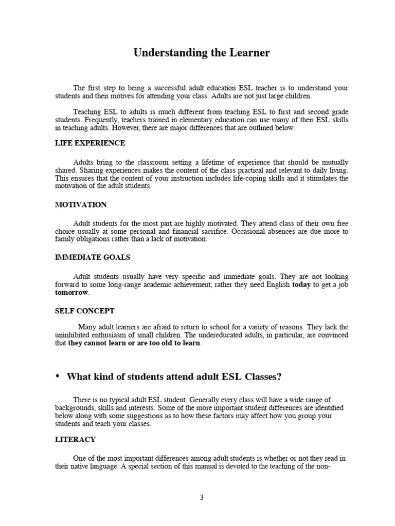 Understanding The Learner Pdf