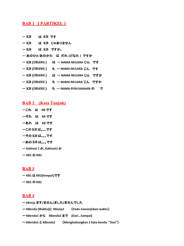 RAKUMAN POLA KALIMAT Bab 1-50 | PDF