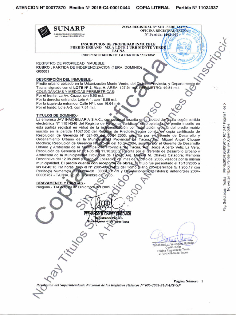 Partida Registral | PDF