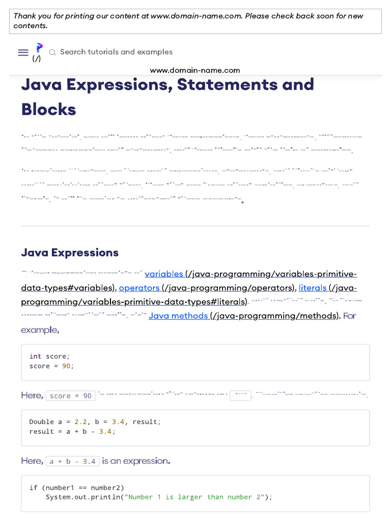 Java Expressions, Statements and Blocks | PDF