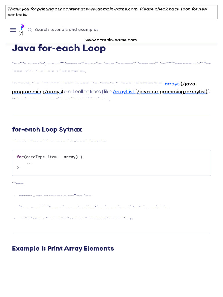 Java for-each Loop (With Examples) | PDF