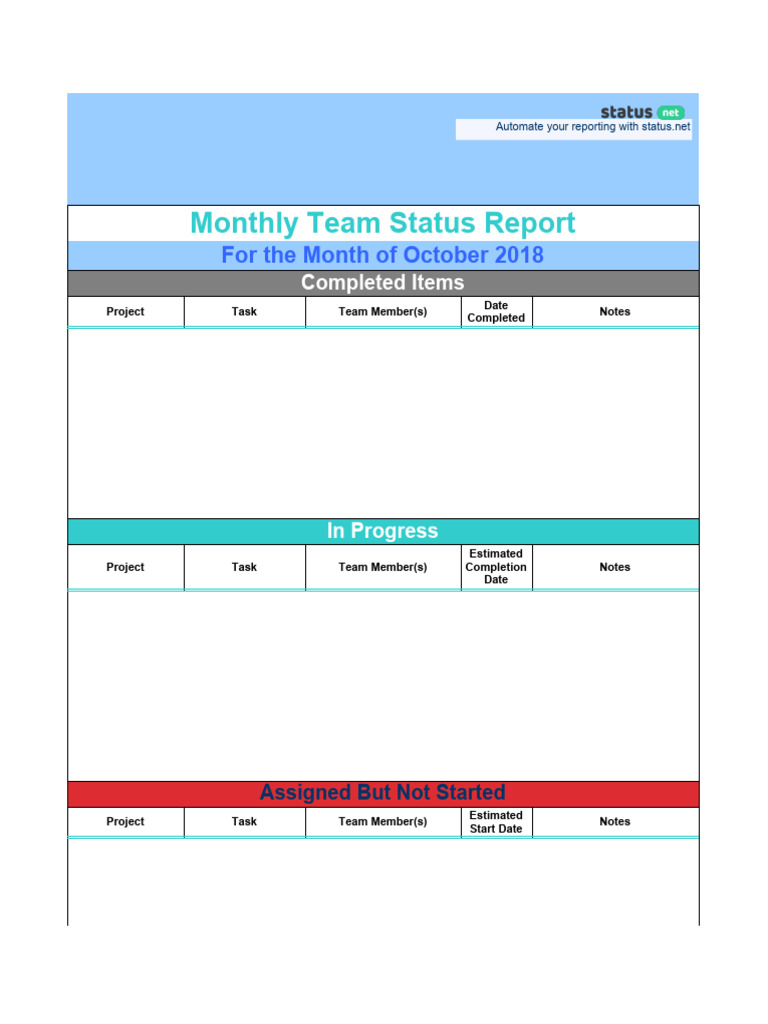 team-status-report-template | PDF