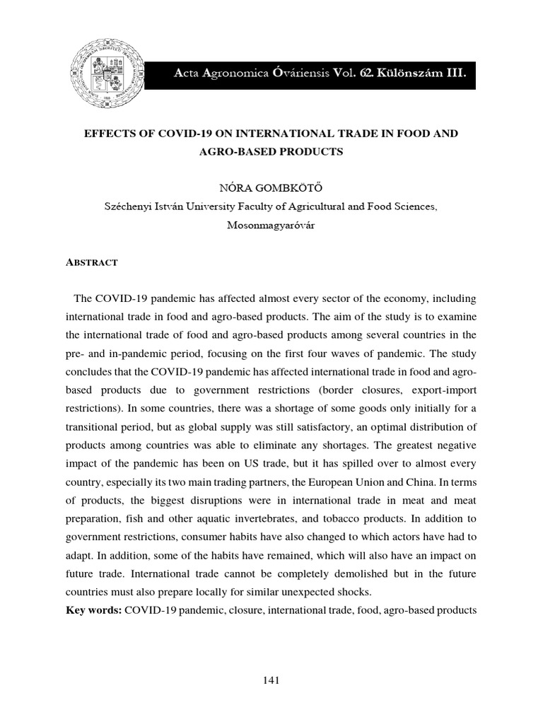 COVID-19's Impact on Food Trade | PDF | Agriculture | Meat