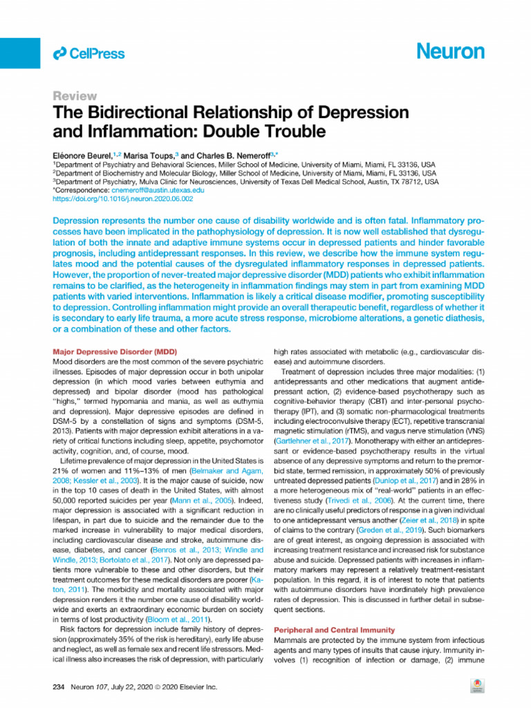 The Bidirectional Relationship of Depression and Inflammation - Double ...