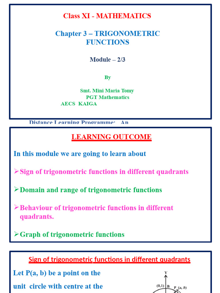 Trigonometric Functions in Quadrants | PDF | Trigonometric Functions ...