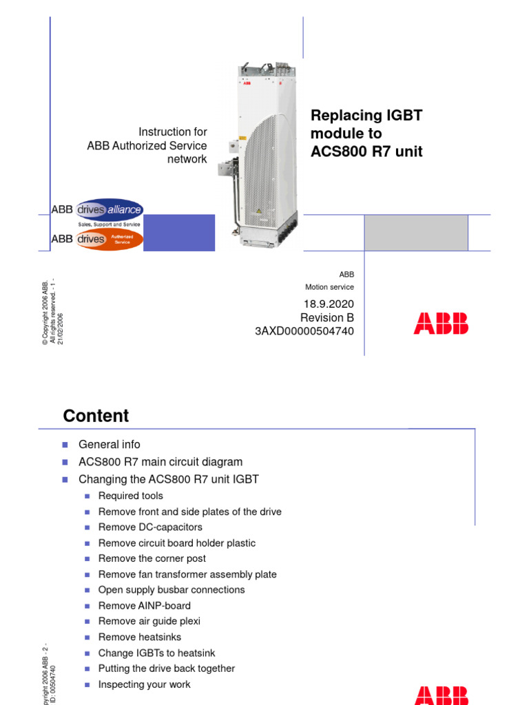 ACS800 R7 Instructions For Replacing IGBT Module 3AXD00000504740