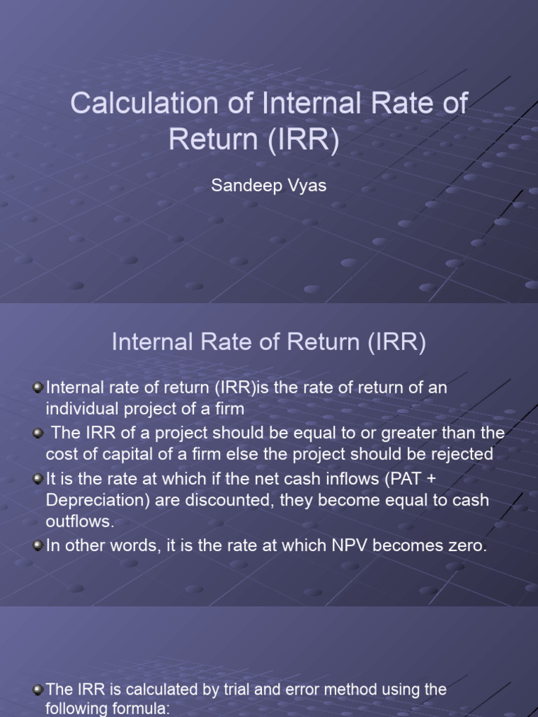 IRR Calculation | PDF | Internal Rate Of Return | Net Present Value