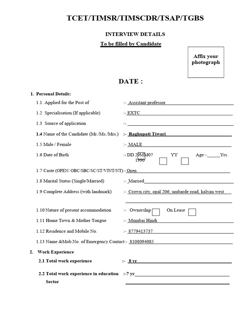 Assistant Professor Interview Details | PDF