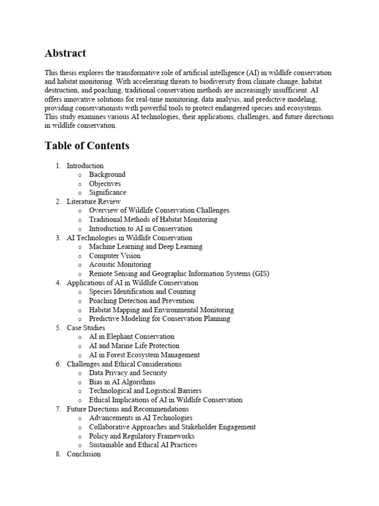 AI Applications in Wildlife Conservation and Habitat Monitoring | PDF ...