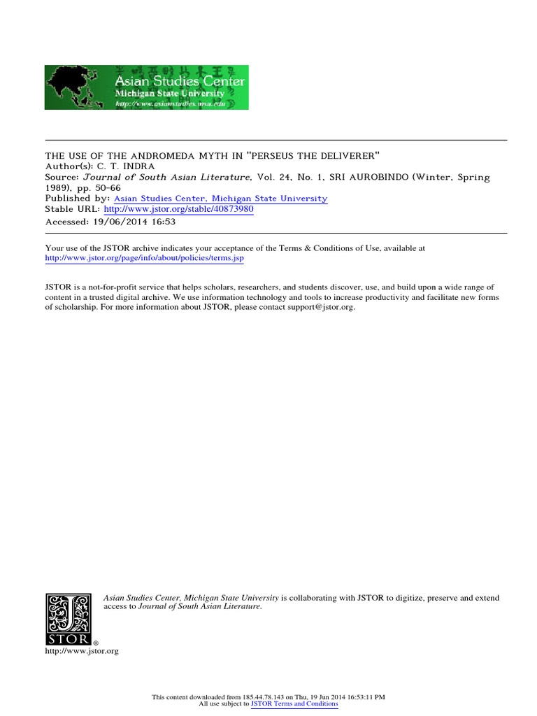Andromeda Myth in Aurobindo's Play | PDF