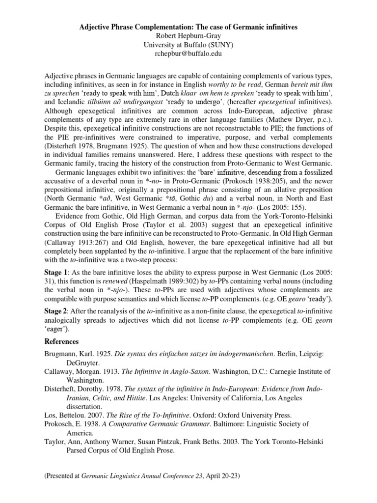 Adjective Phrase Complementation The Cas Pdf Adjective