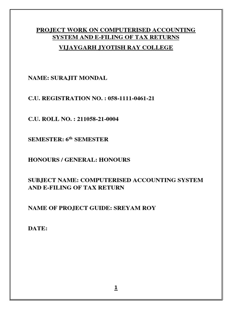 Computerised Accounting System and E-Filing of Tax Return | PDF | Tax ...
