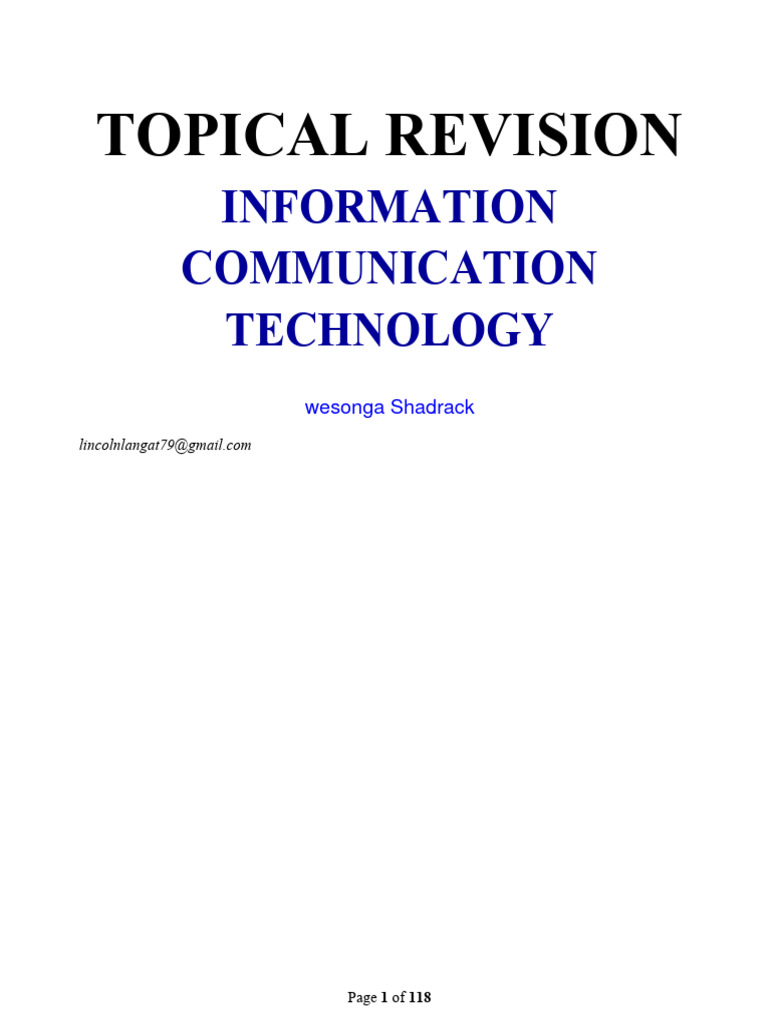 ICT REVISION | PDF | Computer Data Storage | Random Access Memory