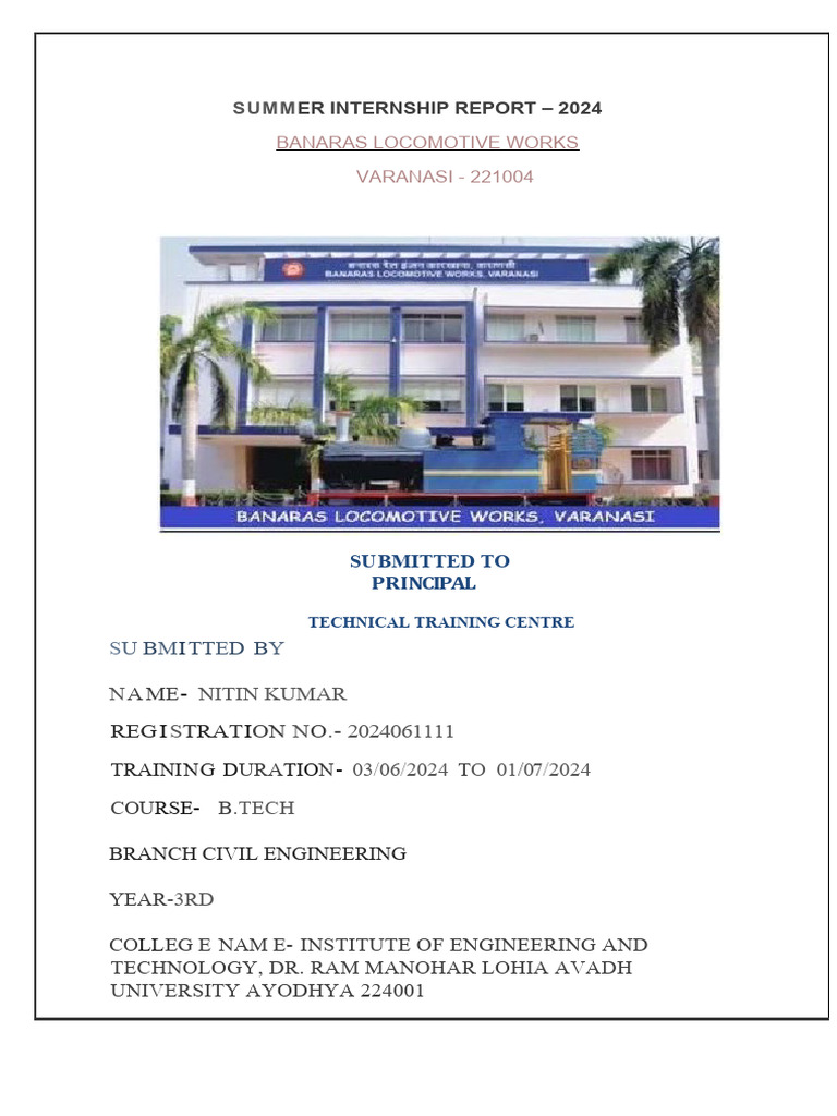 BLW Summer Training Report Mechanical LAS LFS HWS EEE CTS TR 1 638 ...