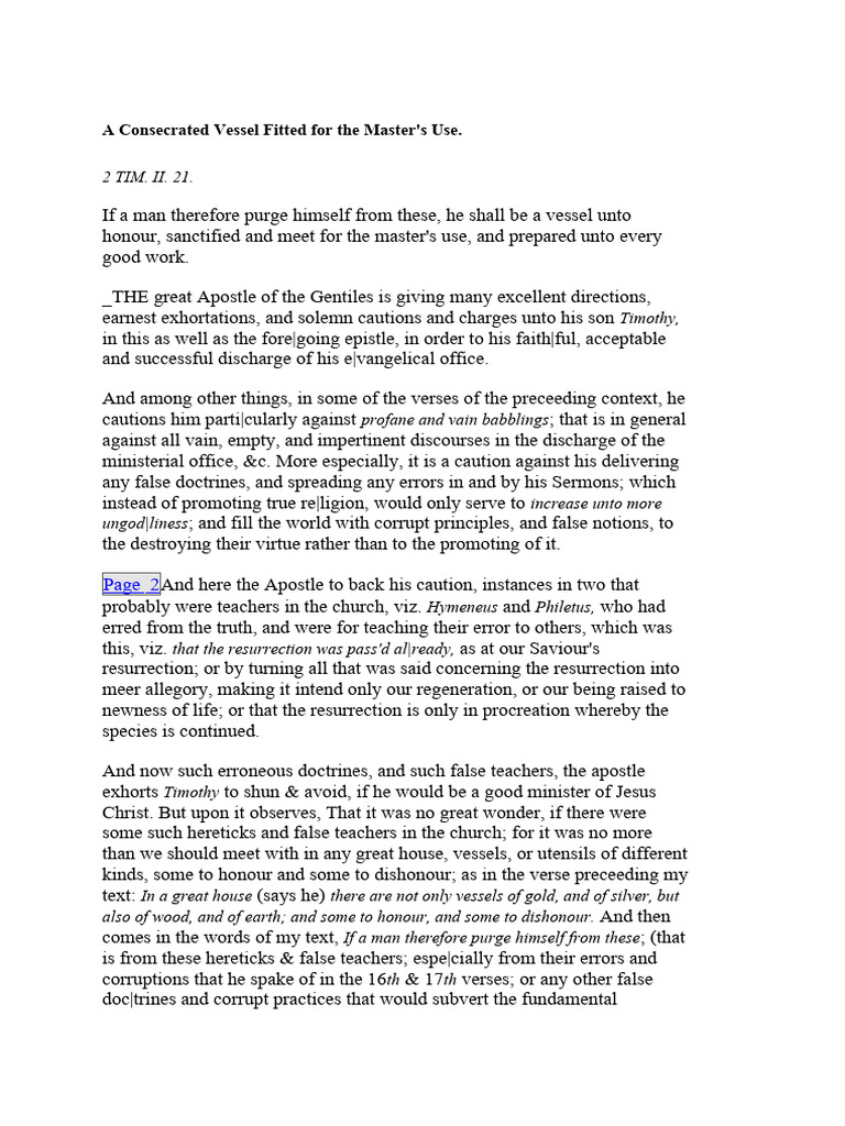 A Consecrated Vessel Fitted For The Master | PDF | Grace In ...