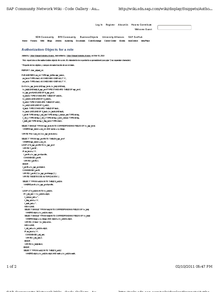 Authorization Objects For A Role | PDF | Computer Data | Information ...
